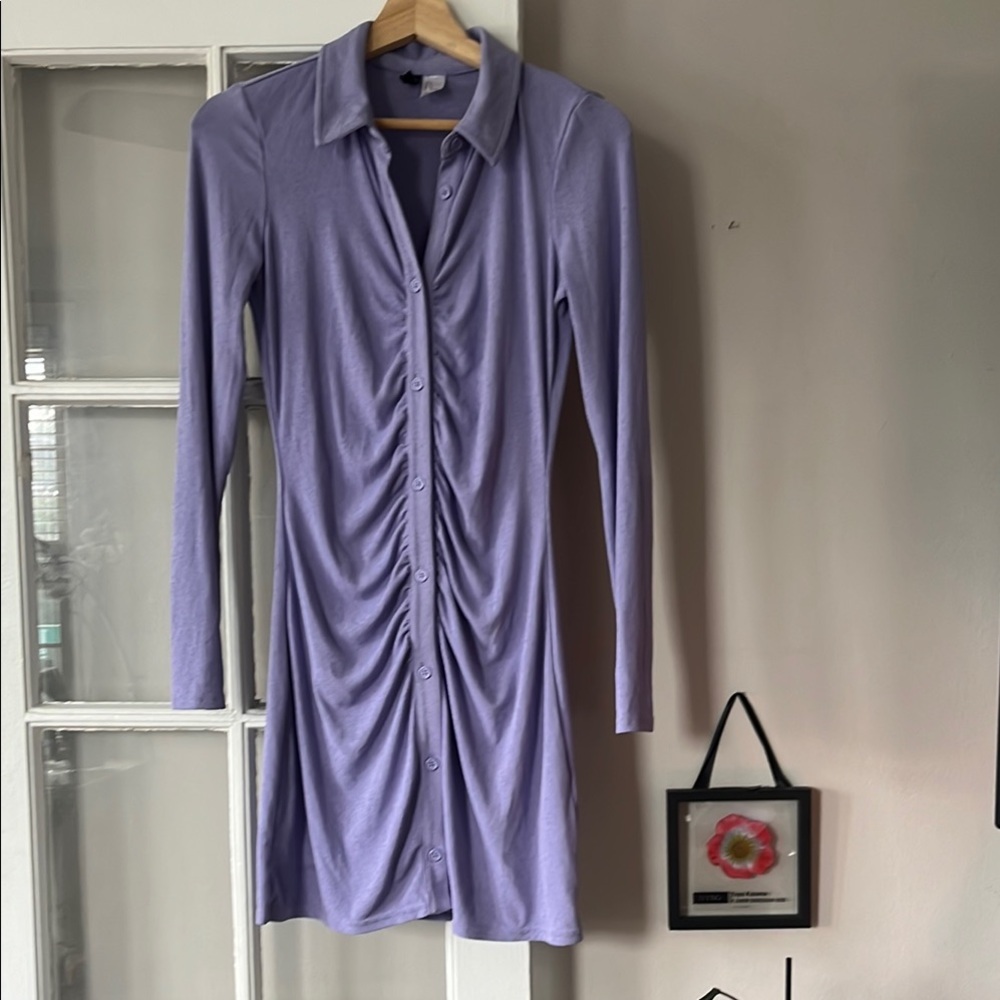 Elegant Purple Button-Down Dress
